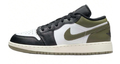 Jordan Air Jordan 1 Slip Resistant Abrasion Resistant Low Top Children's Basketball Shoes Black Green Black Green